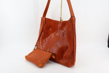 Bison Leather Shoulder Bag & Pouch Set Eugo